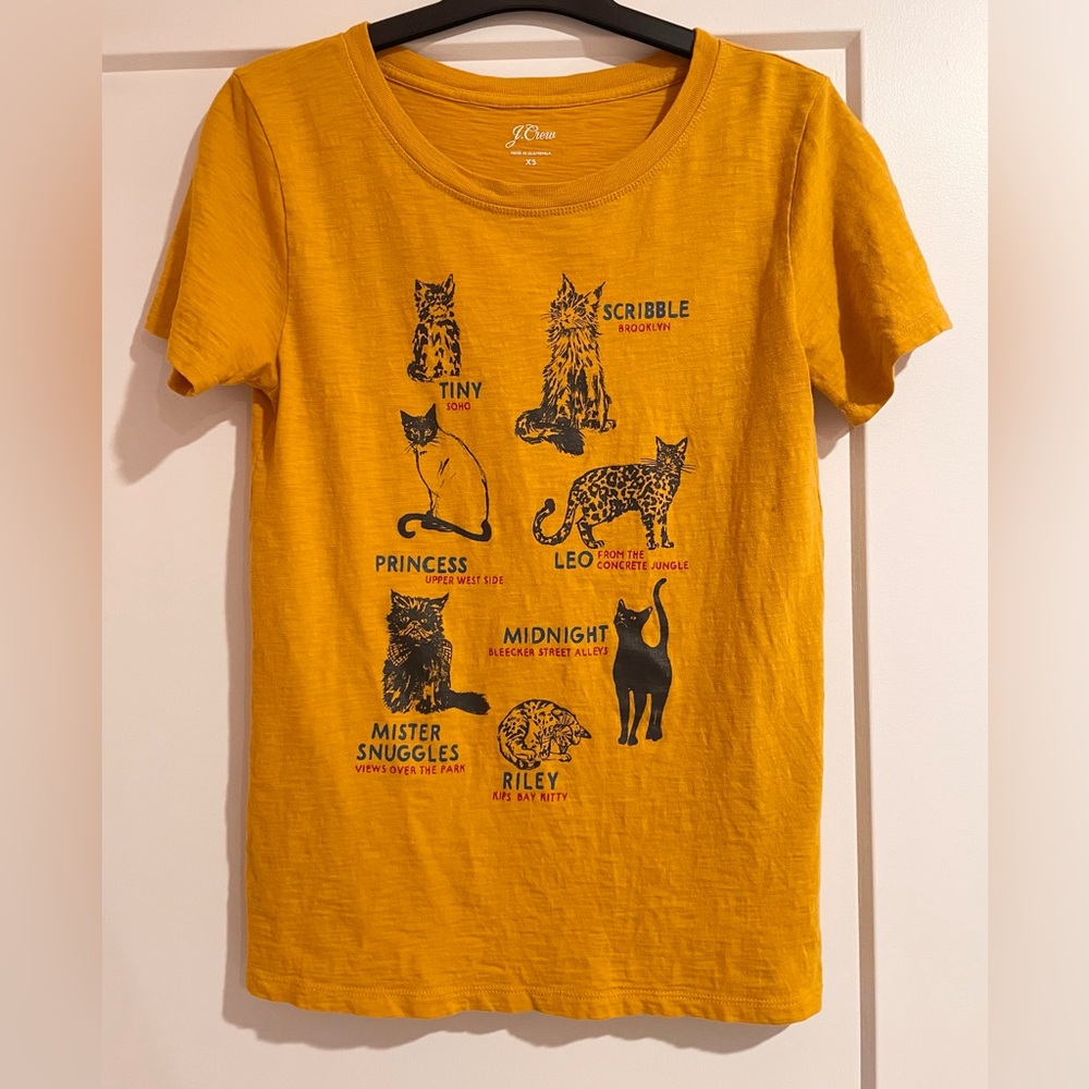 J Crew city cats of NY tee shirt XS gold yellow - Picture 2 of 4